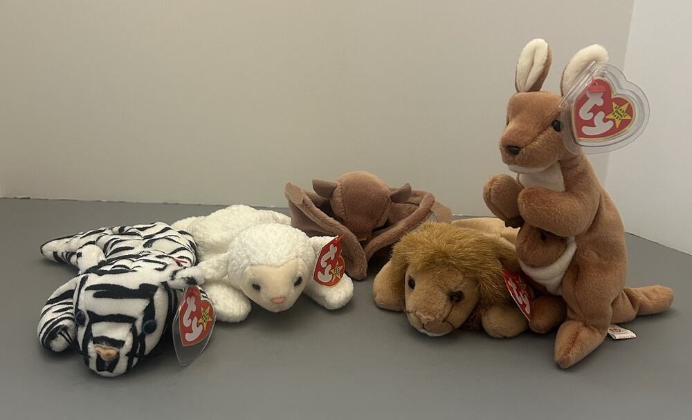 TY Beanie Baby Babies Mixed Plush w/Hang Tag Batty Fleece Roary….Lot of 5 VTG